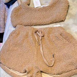 Cozy Tan Sherpa Women Shorts